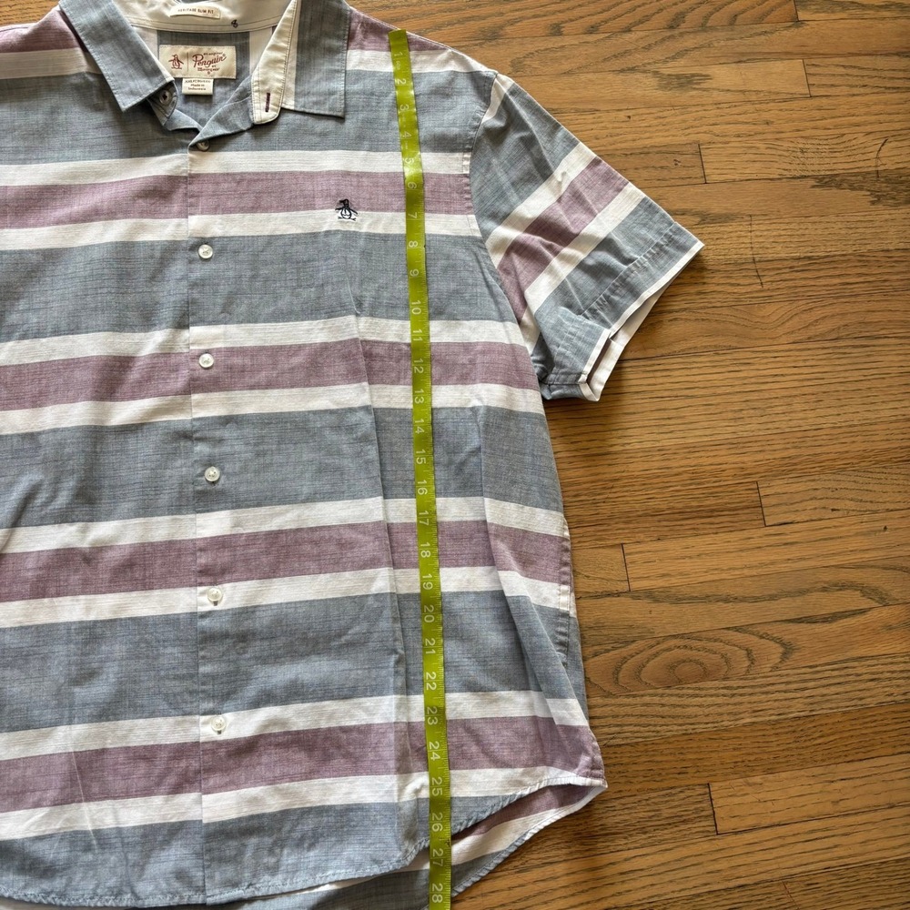 Original Penguin Mens Heritage Slim Fit Striped Short Sleeve Button Down XXL - Picture 5 of 8